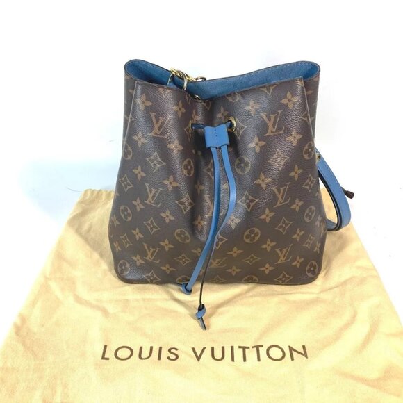 LOUIS VUITTON M43569 Monogram Neonoe Bucket type Shoulder Bag Brown x blue - Picture 1 of 15